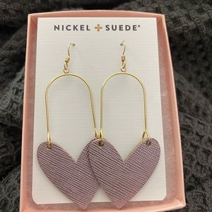 Nickel and Suede Jingle Bells Sweetheart Earrings